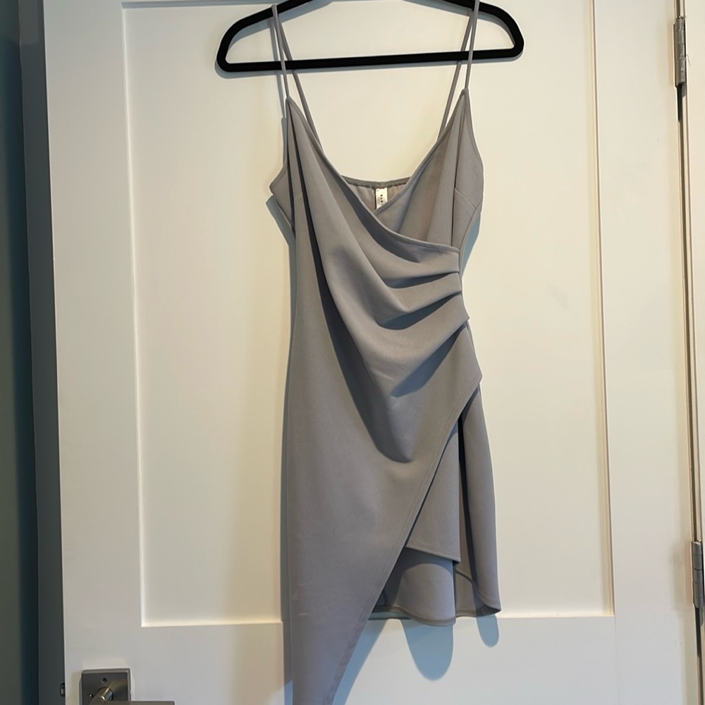 Light Grey/Blue mini dress with rooshing